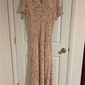 Coldwater Creek Pink and Green Floral Maxi Dress